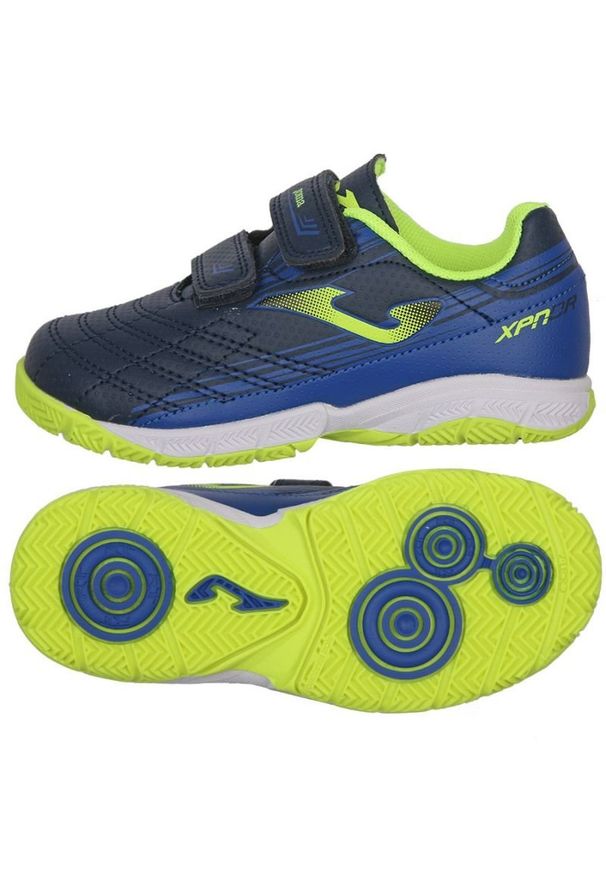 Buty piłkarskie Joma XPander 2203 In Jr XPJW2203INV wielokolorowe błękity i granat. Zapięcie: rzepy. Kolor: wielokolorowy. Materiał: syntetyk, materiał. Szerokość cholewki: normalna. Sport: piłka nożna