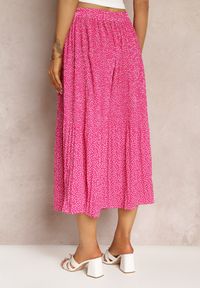 Renee - Fuksjowa Plisowana Spódnica Maxi z Wiskozy i Gumką w Pasie Trani. Kolor: różowy. Materiał: wiskoza #3