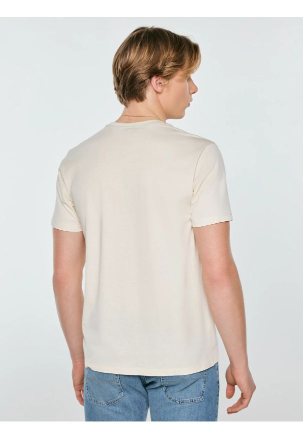 Big-Star - Koszulka męska z linii Authentic z nadrukiem perłowa Patter 103. Okazja: na co dzień. Kolor: kremowy. Materiał: dzianina, jeans, materiał. Wzór: nadruk. Styl: casual, klasyczny