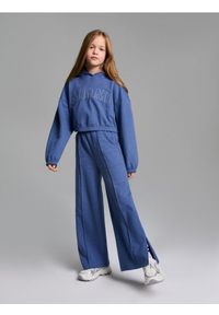 Sinsay - Spodnie dresowe wide leg - mid blue. Materiał: dresówka