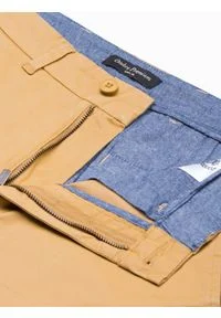Ombre Clothing - Spodnie męskie chino - camel P894 - XXL. Kolor: beżowy. Materiał: bawełna, elastan #3