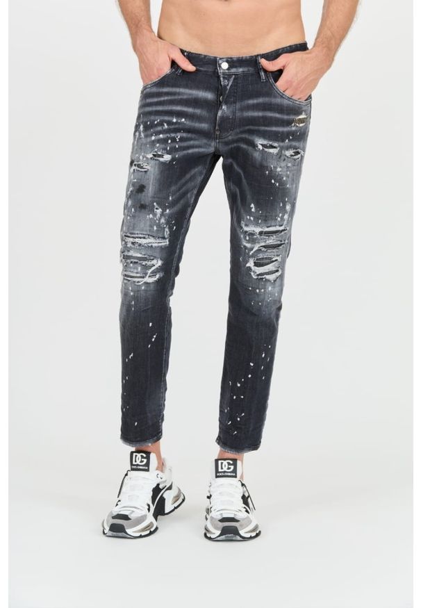 DSQUARED2 Czarne jeansy Skater Jean. Kolor: czarny