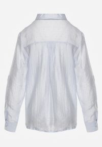 Born2be - Niebieska Transparentna Koszula Ozdobiona Cyrkoniami Clymadia. Okazja: na co dzień. Kolor: niebieski. Materiał: jeans. Wzór: aplikacja. Styl: casual, klasyczny #5