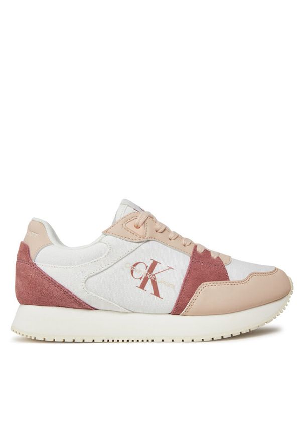 Calvin Klein Jeans Sneakersy Runner Low Lace Mix Ml Btw YW0YW01436 Biały. Kolor: biały. Materiał: materiał