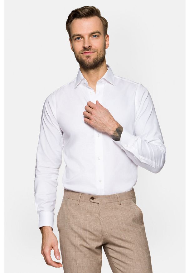 Lancerto - Koszula Biała Bawełniana Almansa 2. Kolor: biały. Materiał: bawełna