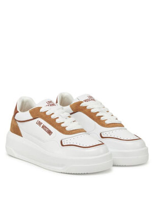 Love Moschino - LOVE MOSCHINO Sneakersy JA15515G0MIAO10B Biały. Kolor: biały. Materiał: skóra