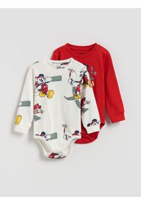 Reserved - Bawełniane body Mickey Mouse 2 pack - czerwony. Kolor: czerwony. Materiał: bawełna. Wzór: motyw z bajki #1