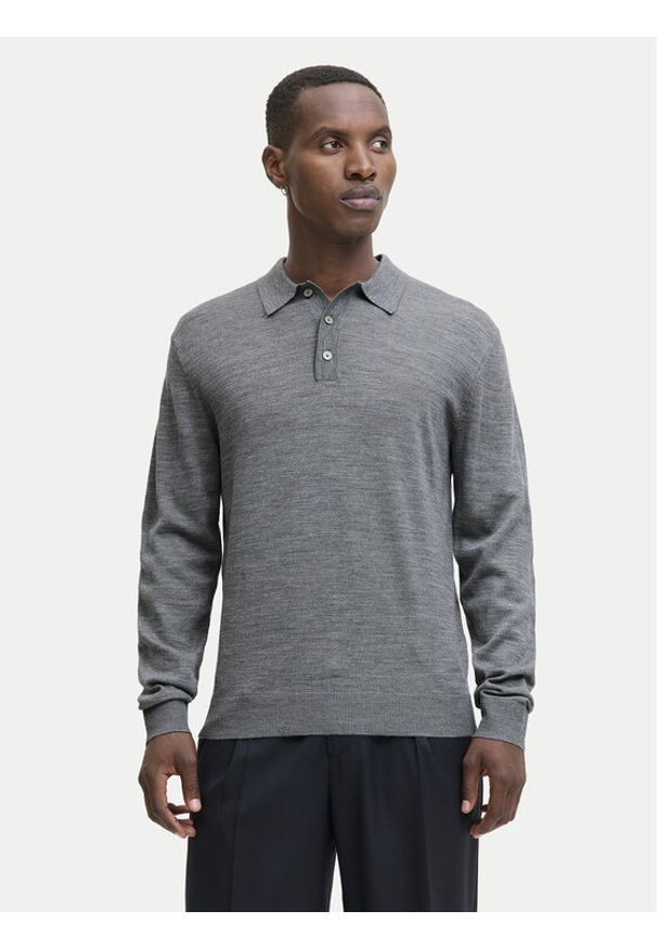 Jack & Jones - Jack&Jones Sweter Merino 12281757 Szary Regular Fit. Kolor: szary. Materiał: wełna