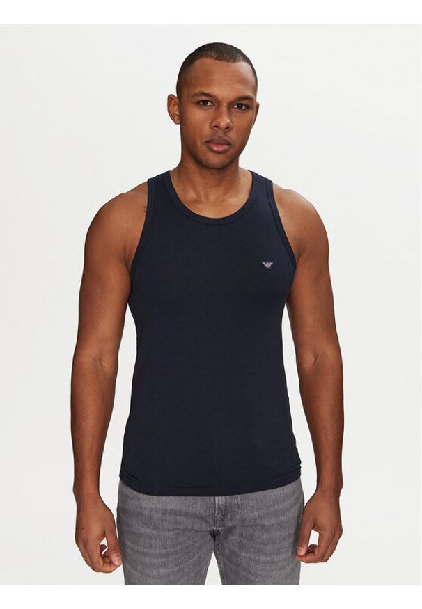 Emporio Armani Underwear Tank top EM000385 AF10771 UB102 Granatowy Slim Fit. Kolor: niebieski. Materiał: bawełna