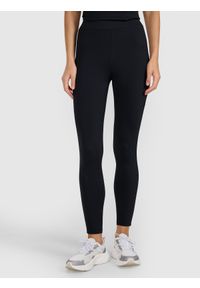 4f - 4F Legginsy dzianinowe damskie - czarne S. Okazja: na co dzień. Kolor: czarny. Materiał: dzianina. Wzór: gładki, ze splotem. Styl: casual