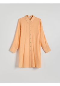 Reserved - Długa koszula z wiskozy - brzoskwiniowy. Kolor: pomarańczowy. Materiał: wiskoza. Długość: długie. Wzór: gładki