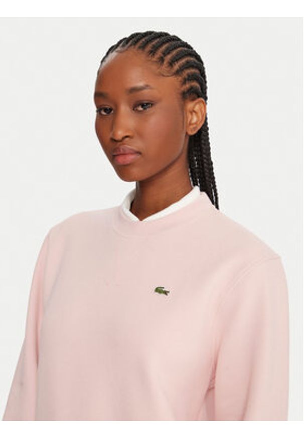 Lacoste Bluza SF5245 Różowy Relaxed Fit. Kolor: różowy. Materiał: bawełna, syntetyk