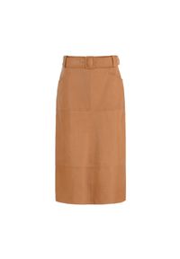 Ochnik - Skórzana spódnica midi. Kolor: brązowy. Materiał: skóra #2