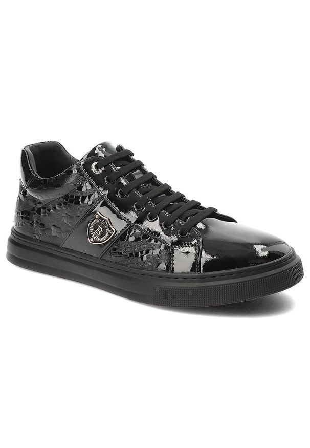 Czarne Sneakersy John Doubare Modne Obuwie Męskie. Okazja: na co dzień. Kolor: czarny. Materiał: skóra, guma