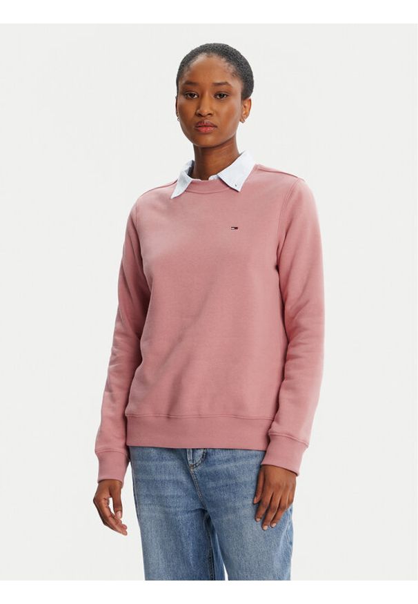 Tommy Jeans Bluza Flag DW0DW19959 Różowy Regular Fit. Kolor: różowy. Materiał: bawełna