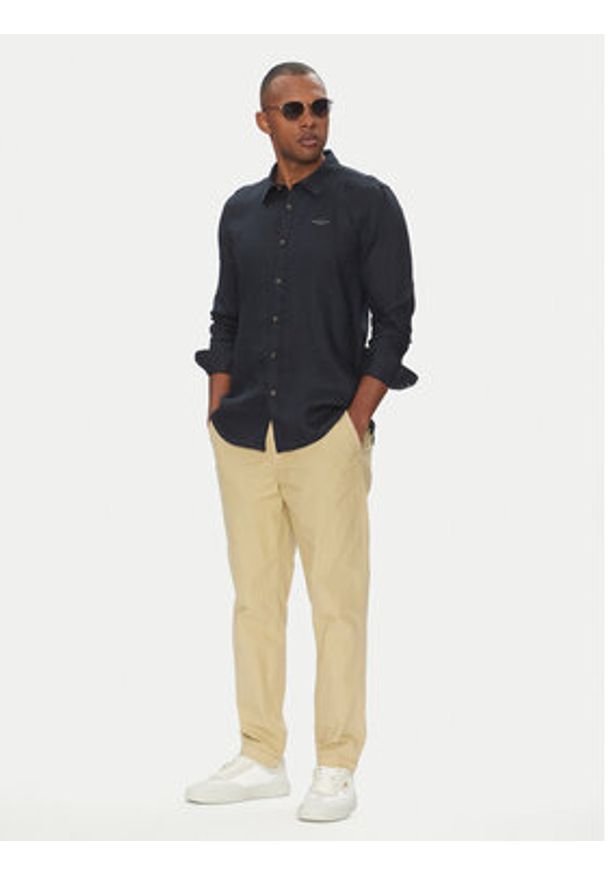 Aeronautica Militare Koszula 251CA1239CT3089 Granatowy Regular Fit. Kolor: niebieski. Materiał: len