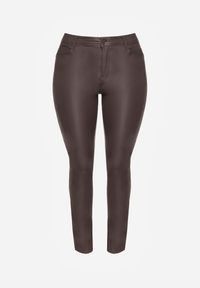 Renee - Brązowe Spodnie Skinny Zangi. Kolekcja: plus size. Kolor: brązowy. Styl: klasyczny #3