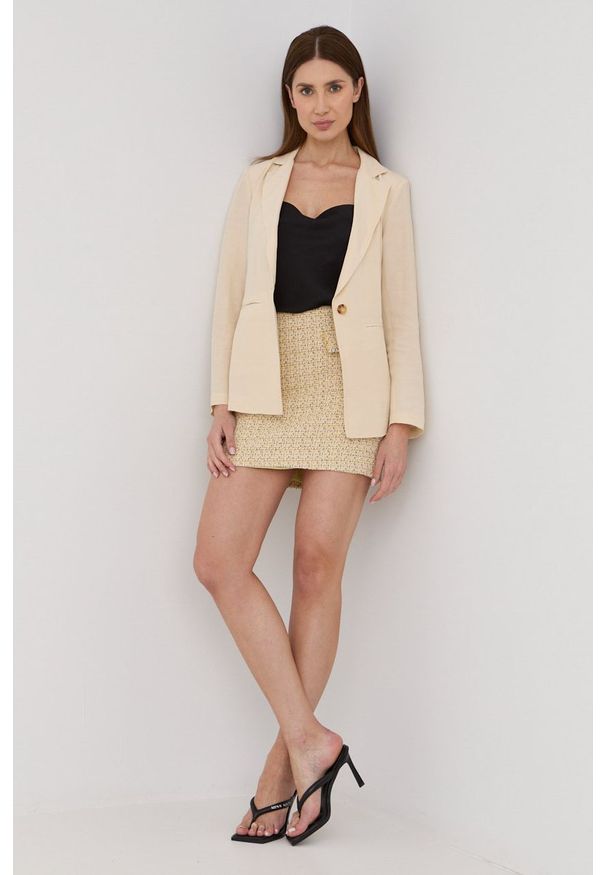 Liu Jo spódnica kolor beżowy mini prosta. Okazja: na co dzień. Kolor: beżowy. Materiał: materiał. Styl: casual