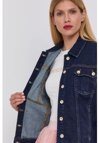 Patrizia Pepe Kurtka jeansowa damska kolor granatowy przejściowa. Okazja: na co dzień. Kolor: niebieski. Materiał: jeans. Wzór: haft. Styl: casual #5