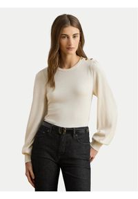 Lauren Ralph Lauren - LAUREN RALPH LAUREN Sweter 200980974002 Beżowy Relaxed Fit. Kolor: beżowy. Materiał: bawełna