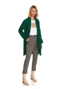 TOP SECRET - Wełniany dwurzędowy płaszcz. Kolor: zielony. Materiał: wełna #5