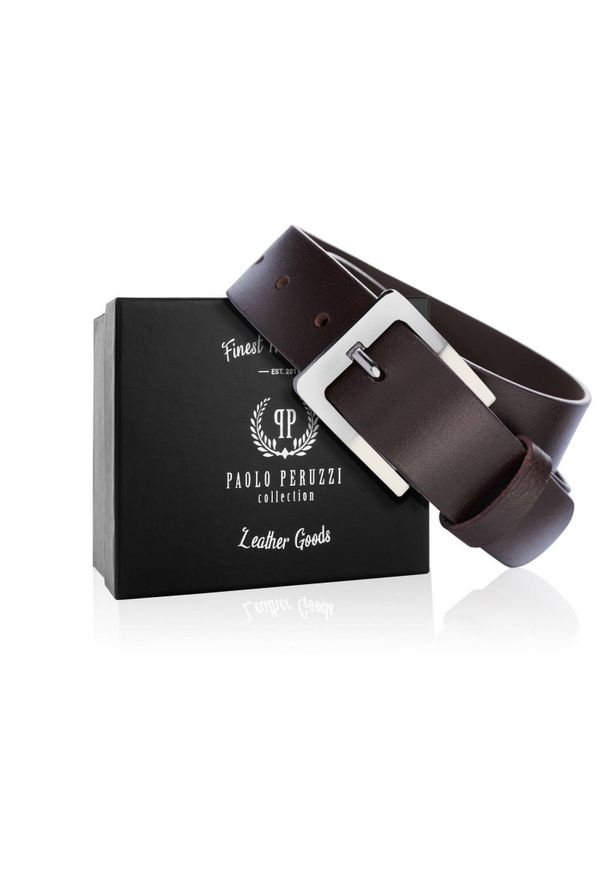 Pasek skórzany 100 CM PAOLO PERUZZI 02Z02100 brązowy. Kolor: brązowy. Materiał: skóra. Styl: klasyczny, casual, vintage