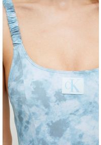 Calvin Klein jednoczęściowy strój kąpielowy kolor niebieski lekko usztywniona miseczka. Kolor: niebieski. Materiał: włókno, materiał #3