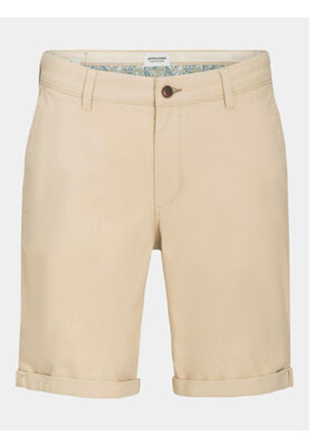 Jack & Jones - Jack&Jones Szorty materiałowe Fury 12206889 Beżowy Regular Fit. Kolor: beżowy. Materiał: bawełna