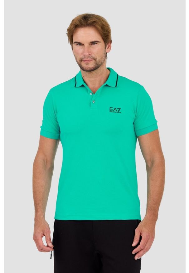 EA7 Emporio Armani - EA7 Zielona koszulka polo. Typ kołnierza: polo. Kolor: zielony