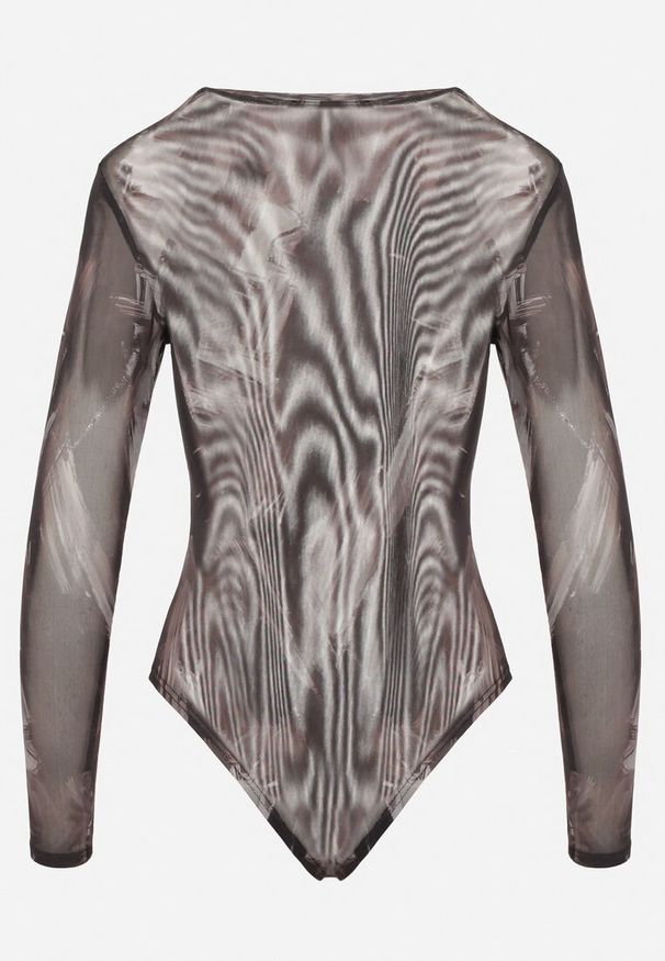 Born2be - Brązowe Dopasowane Body Longsleeve z Siateczkowego Materiału z Wiskozą Listaria. Okazja: na co dzień. Kolor: brązowy. Materiał: materiał, wiskoza. Długość rękawa: długi rękaw. Długość: długie. Styl: sportowy, elegancki, casual