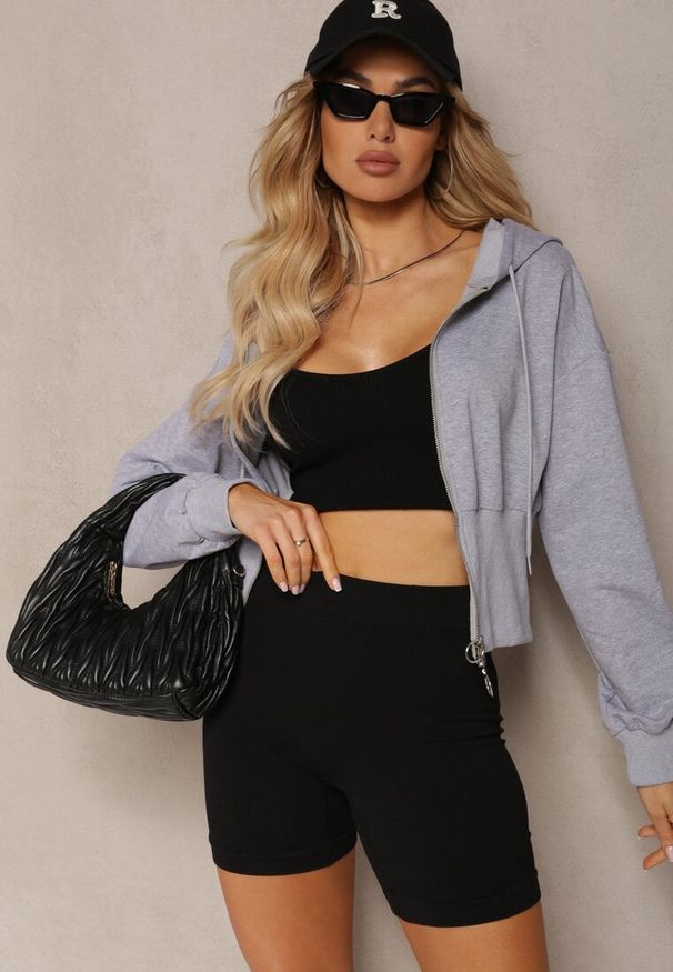 Renee - Szara Taliowana Bluza z Kapturem Zapinana na Zamek Błyskawiczny Vireapa. Typ kołnierza: kaptur. Kolor: szary. Styl: klasyczny