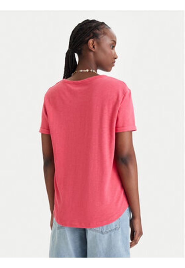 Roxy T-Shirt ERJZT06024 Różowy Regular Fit. Kolor: różowy. Materiał: bawełna
