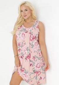 Born2be - Różowa Trapezowa Sukienka Midi w Kwiaty Lexani. Okazja: na co dzień. Kolor: różowy. Długość rękawa: bez rękawów. Wzór: kwiaty. Typ sukienki: trapezowe. Styl: casual. Długość: midi #7