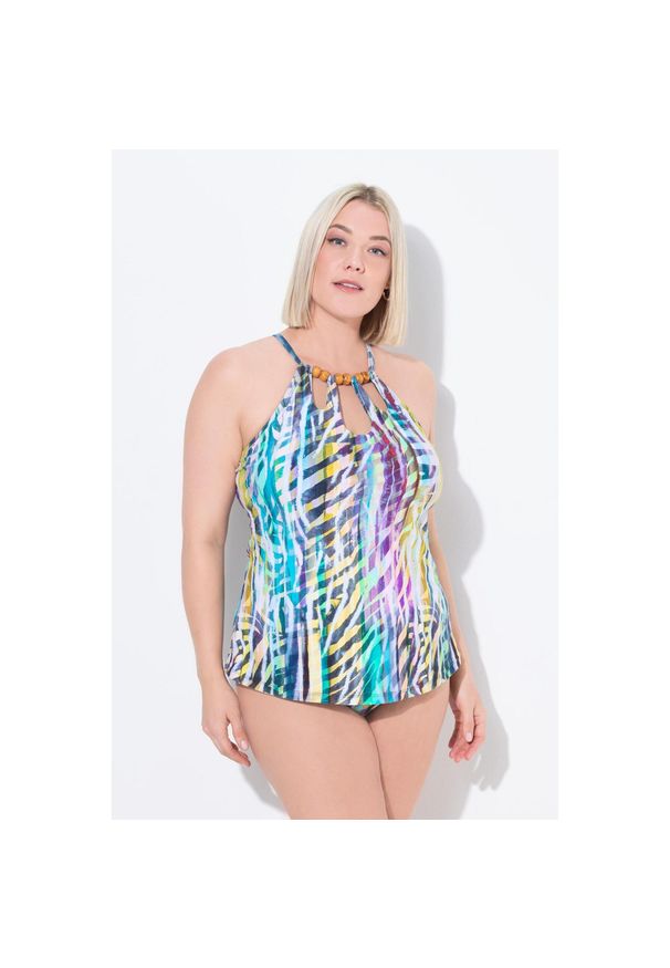 ULLA POPKEN - Damskie Tankini paski zwierzęce miękkie miseczki wycięcia. Kolekcja: plus size. Kolor: brązowy. Materiał: elastan, poliamid, materiał. Wzór: motyw zwierzęcy, paski