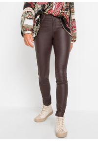 bonprix - Spodnie ze stretchem z mieszanki wiskozy. Kolor: brązowy. Materiał: wiskoza. Styl: elegancki