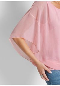 bonprix - Bluzka szyfonowa z topem. Kolor: różowy. Materiał: szyfon #3