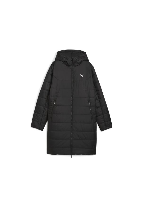 Puma - Damska wyściełana parka Essentials z kapturem PUMA Black. Typ kołnierza: kaptur. Kolor: czarny. Sport: bieganie