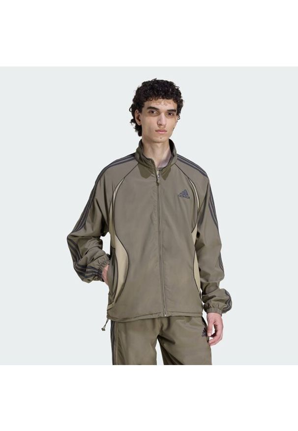 Adidas - adidas Bluza adicolor Teamgeist KD5860 Khaki Loose Fit. Kolor: brązowy. Materiał: syntetyk