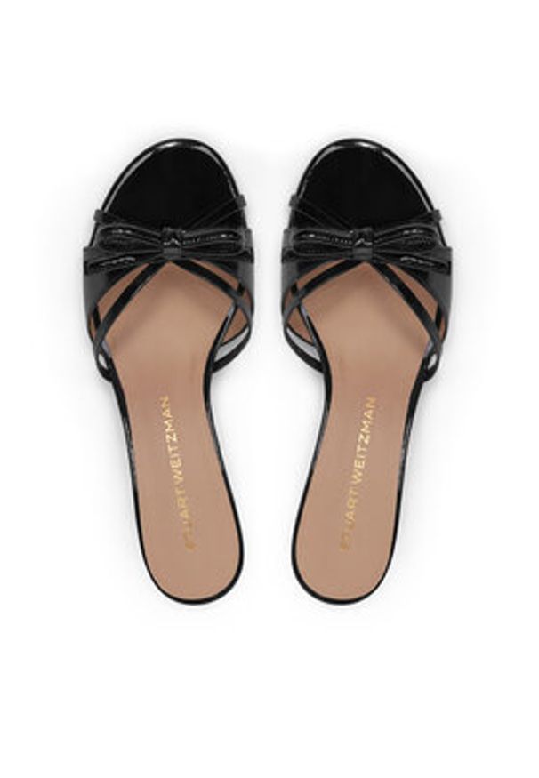 Stuart Weitzman Klapki Felicyty Solide SK118 Czarny. Kolor: czarny. Materiał: lakier, skóra