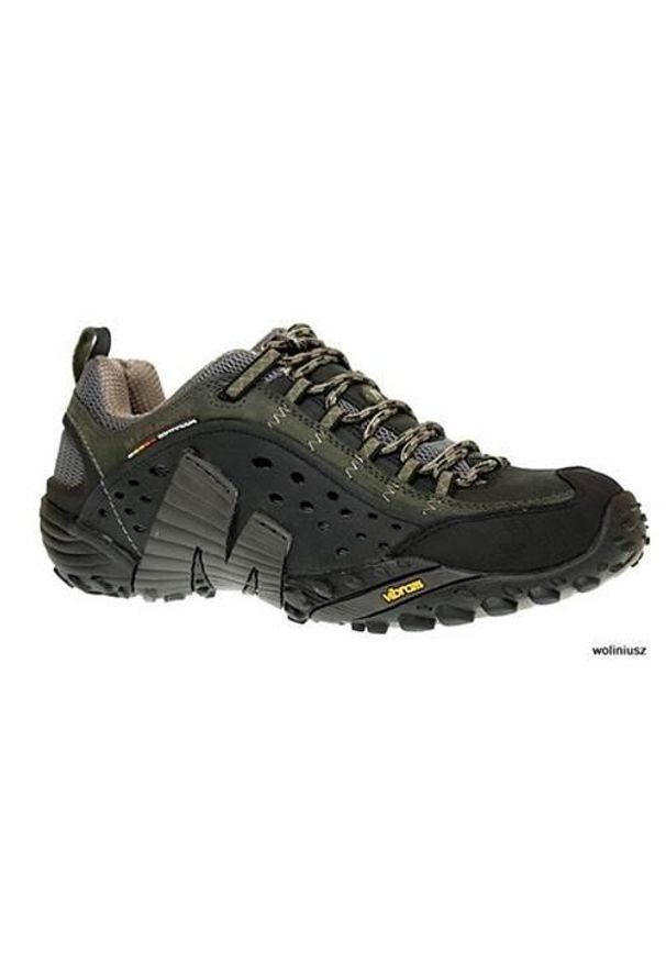 Buty trekkingowe męskie Merrell Intercept czarne. Kolor: czarny. Materiał: nubuk