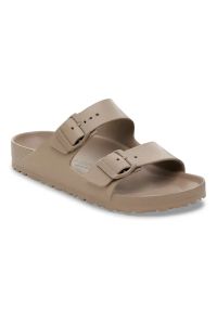 Klapki damskie Birkenstock Arizona EVA Gray Taupe. Okazja: na co dzień, na plażę. Kolor: brązowy. Materiał: materiał. Wzór: paski. Sezon: lato. Styl: klasyczny, casual #2