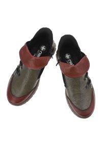 Zielone Botki Rieker Ocieplane Buty Damskie. Okazja: na co dzień. Kolor: zielony. Materiał: skóra. Styl: casual #6