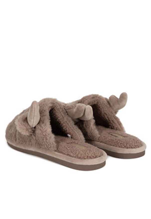 Home & Relax Kapcie BE-C21 Beżowy. Kolor: beżowy. Materiał: materiał