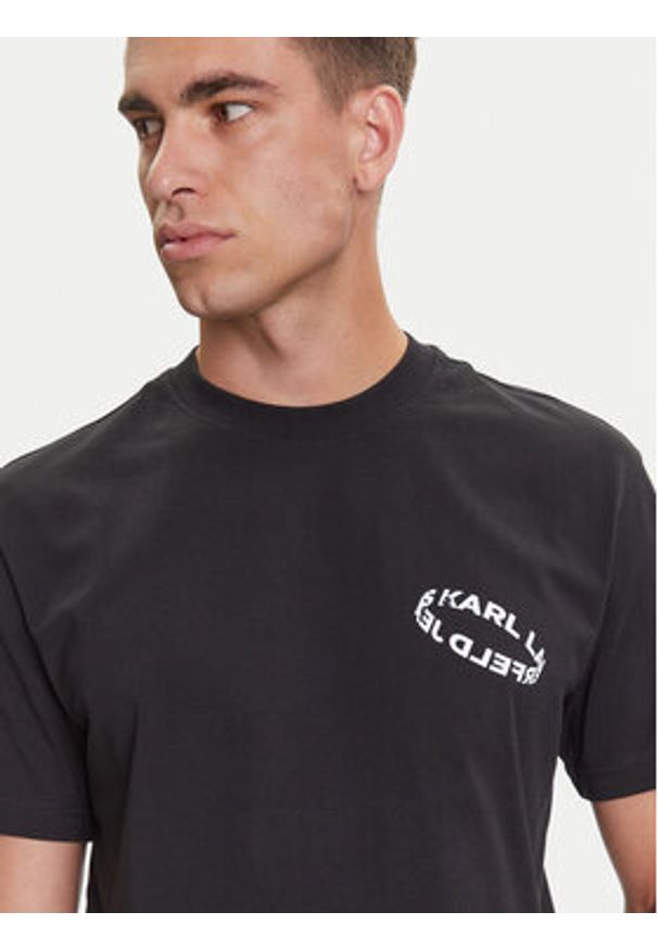 Karl Lagerfeld Jeans T-Shirt A3M17031 Czarny Regular Fit. Kolor: czarny. Materiał: bawełna
