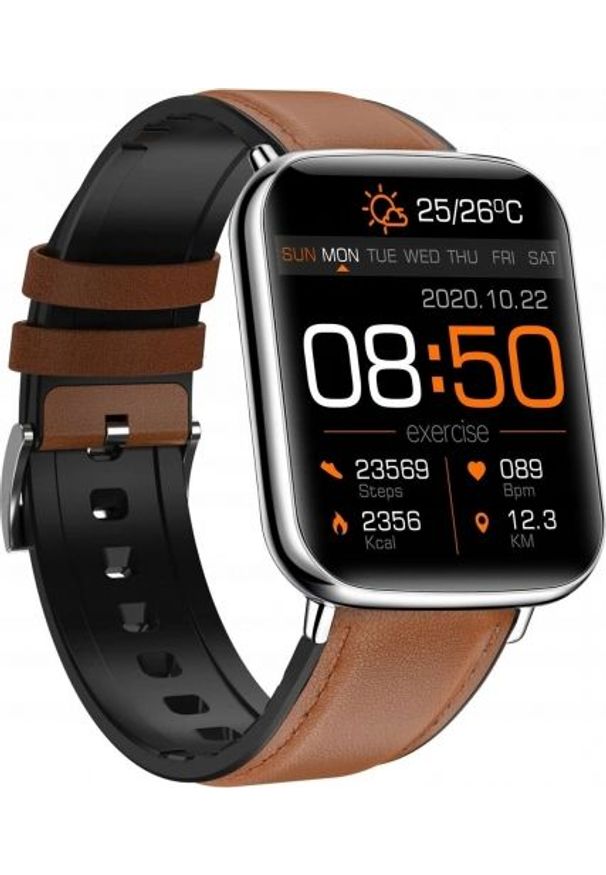 Smartwatch Bemi KIX2 Czarno-brązowy. Rodzaj zegarka: smartwatch. Kolor: brązowy, wielokolorowy, czarny