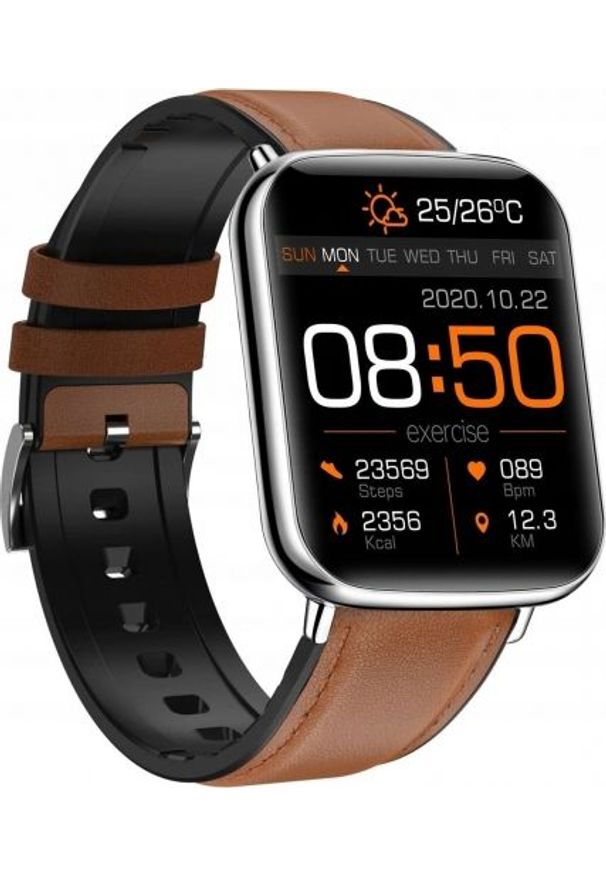 Smartwatch Bemi KIX2 Czarno-brązowy. Rodzaj zegarka: smartwatch. Kolor: brązowy, czarny, wielokolorowy