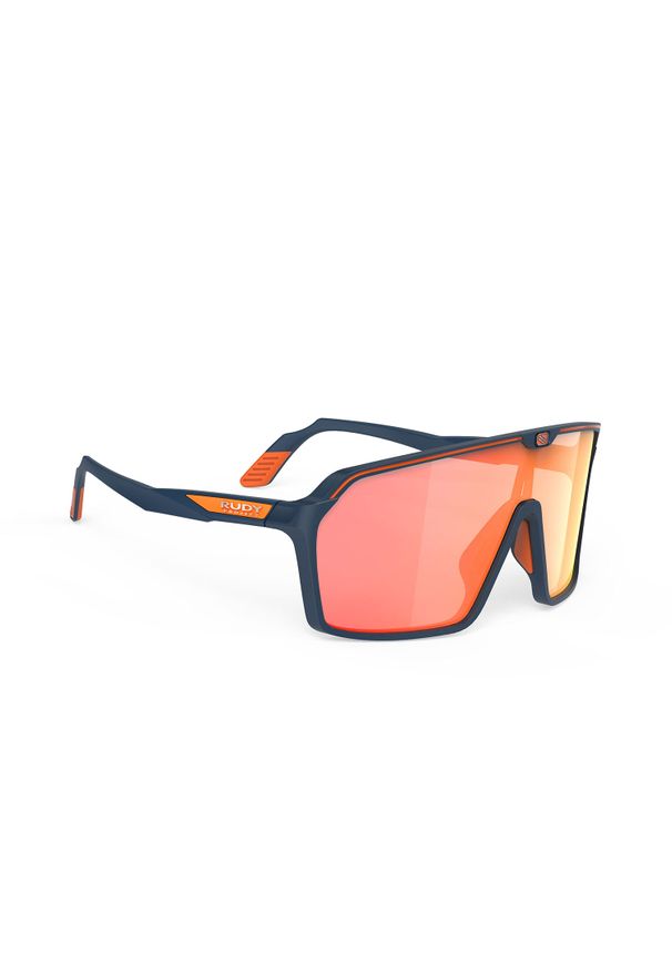 Rudy Project - Okulary RUDY PROJECT SPINSHIELD BLUE NAVY MATTE MULTILASER ORANGE. Kolor: brązowy. Materiał: guma. Wzór: kolorowy, geometria