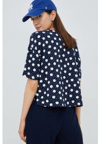 Vero Moda koszula z domieszką lnu damska kolor granatowy relaxed. Kolor: niebieski. Materiał: len. Długość rękawa: krótki rękaw. Długość: krótkie