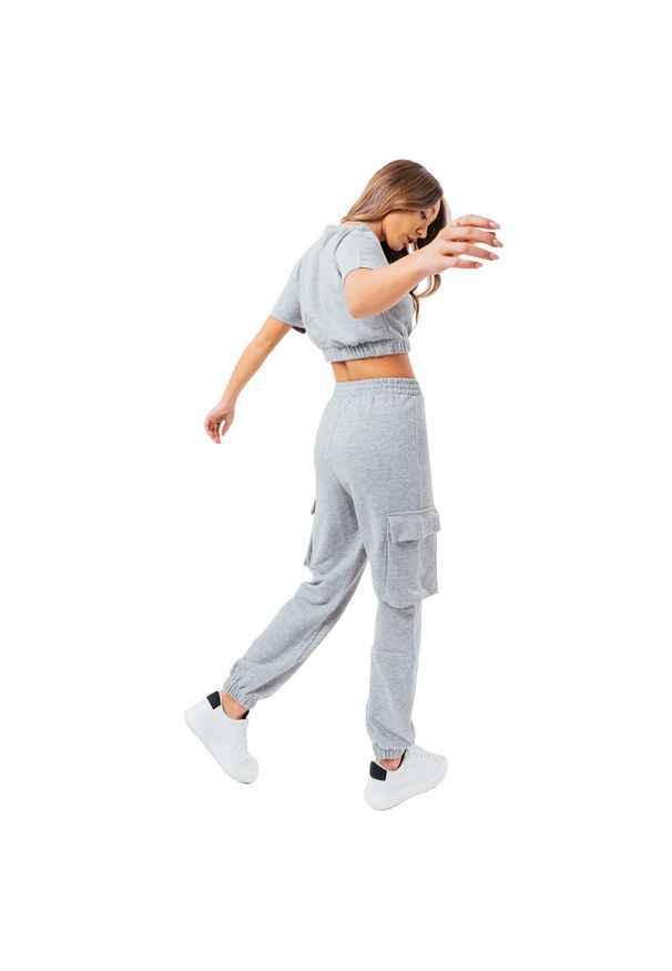 Hype - Spodnie sportowe damskie Justhype Sweat Crop T-Shirt-Cargo Joggers. Kolor: szary. Materiał: bawełna, poliester. Długość: długie