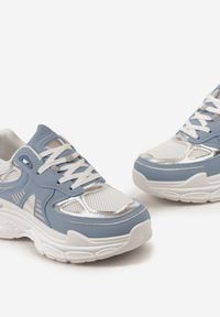 Renee - Niebieskie Sneakersy z Siateczkowymi i Metalicznymi Wstawkami Telarisa. Kolor: niebieski